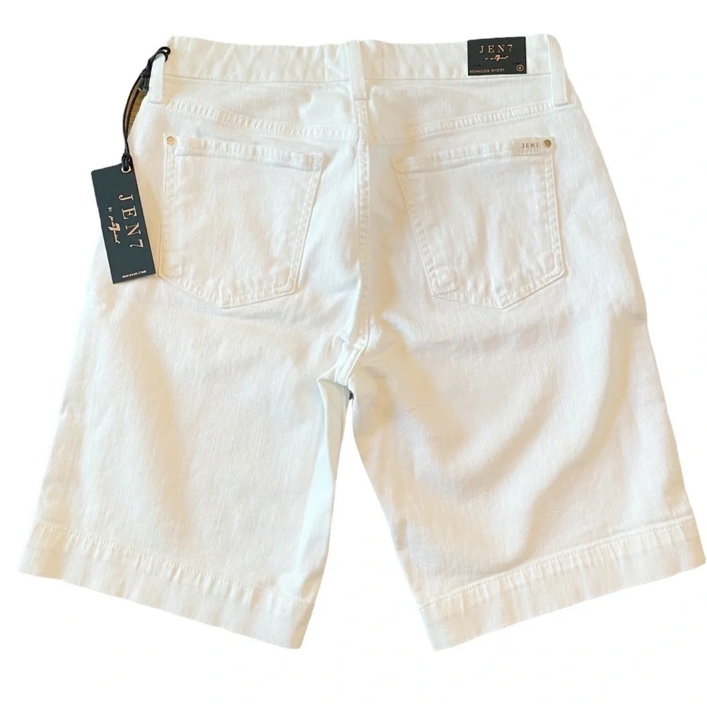 Jen7 7 For All Mankind 7FAM White Denim Bermuda Shorts Size 4 New NWT